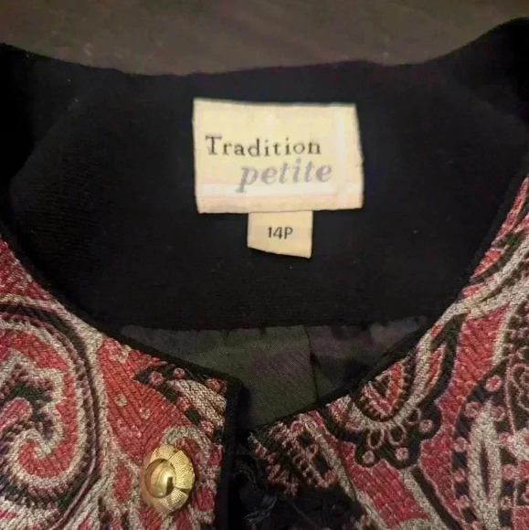 Burnt Orange Floral Cardigan Jacket Button Detail - 14 Petite - Picture 3 of 4